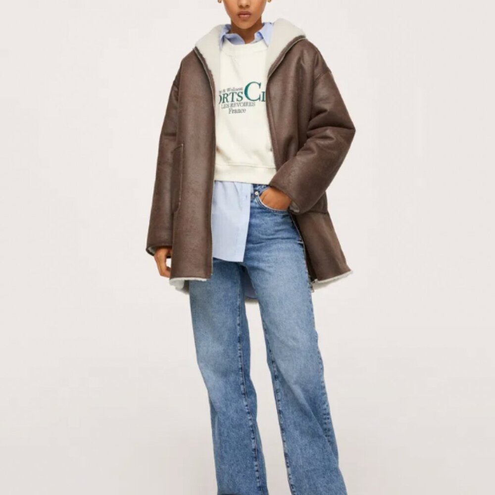 MANGO Reversible Faux Shearling-Lined Coat - Picture 4 of 10
